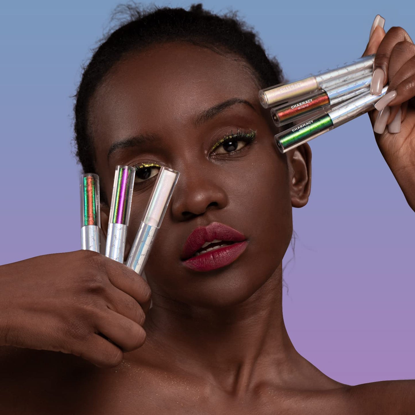 CHARMACY Chameleon Liquid Glitter Eyeliner, Highly Pigmented, Metallic Intense MultiColor Shifting waterproof Eyeliner, Ultra-Fine Tip, Longwearing, Smudge-proof,BROWN GOLD GREEN 901