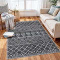 3x5 Washable Moroccan Area Rug: Ultra Soft Low Pile Non Slip Rugs Black by BYYVOORugsforYourHome