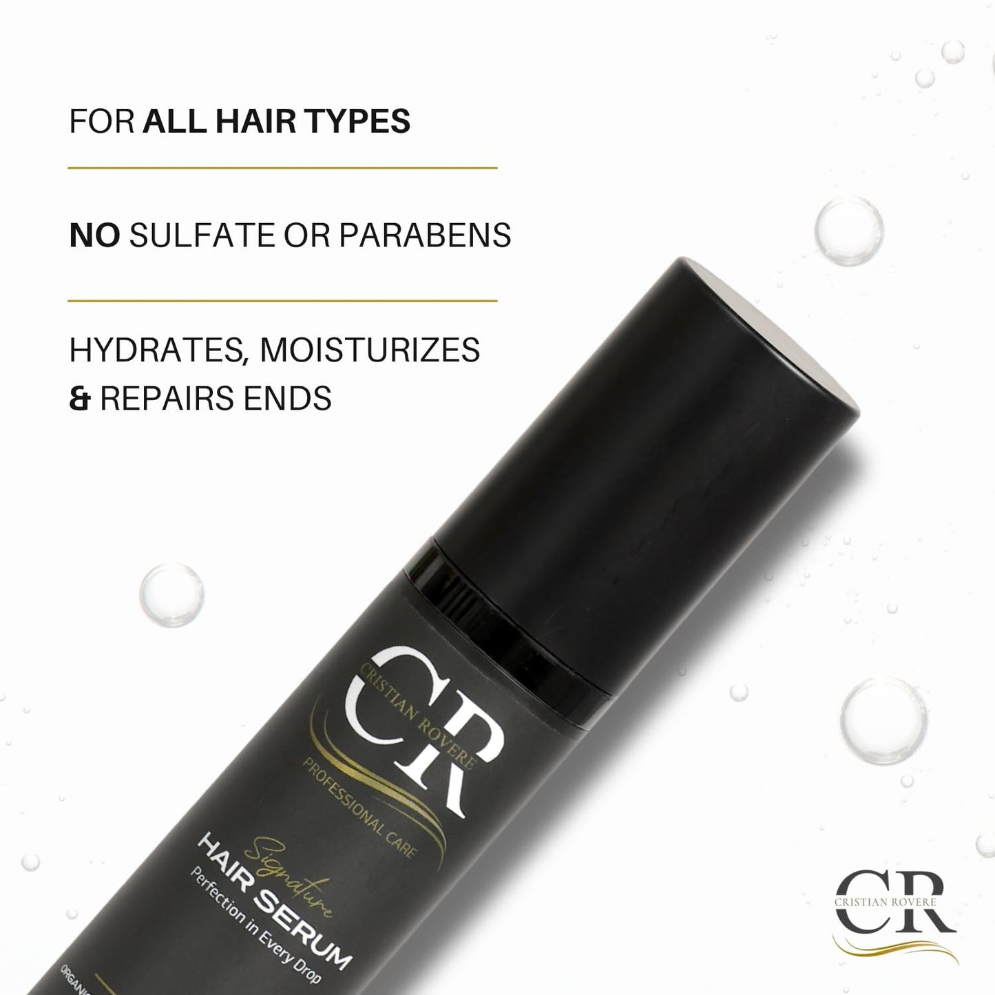 Cristian Rovere - Signature Hair Serum - Organic Argan Oil & Acai Extract - Frizz Control & Shine Serum - Sulfate Free & Paraben Free - Lightweight Hair Oil for Smoothness - 1.7 Fl Oz