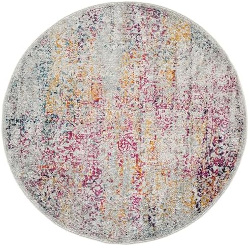 SAFAVIEH Evoke Round Rug 5'3", Ivory & Fuchsia EVK256Q - Image 3