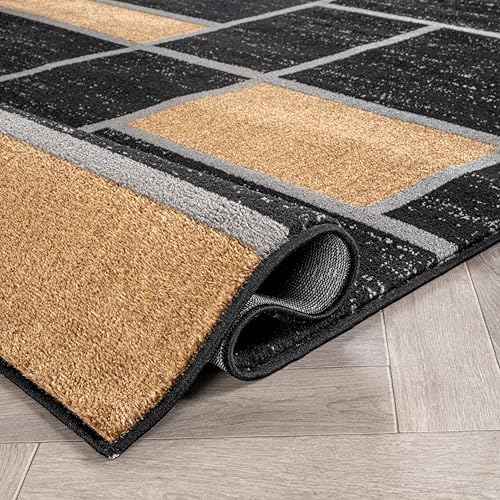 Rugshop Geometric Boxes Modern Non-Shedding Area Rug Jute 7'10" x 10'2" - Image 5