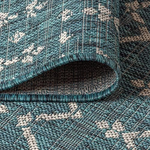 JONATHAN Y Moroccan Geometric Indoor Outdoor Square Area Rug 6X6 Teal/Gray - Image 3