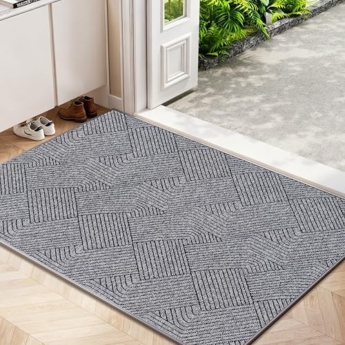 Front Door Mat Indoor Entrance Welcome Entry Mat Gray 30"x48" by NaolotureHome