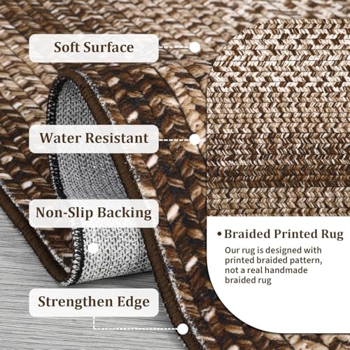 RUGSREAL 10x13 Large Living Room Rug Washable Braided Print Bedroom Rugs - Image 4