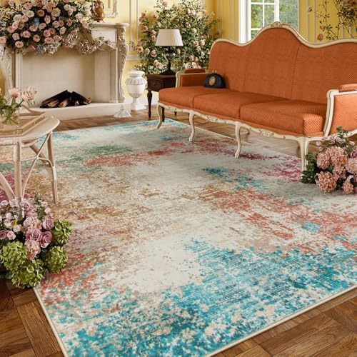 Lahome Abstract Area Rugs 9x12 for Living Room, Washable Ultra Thin Soft by Lahome