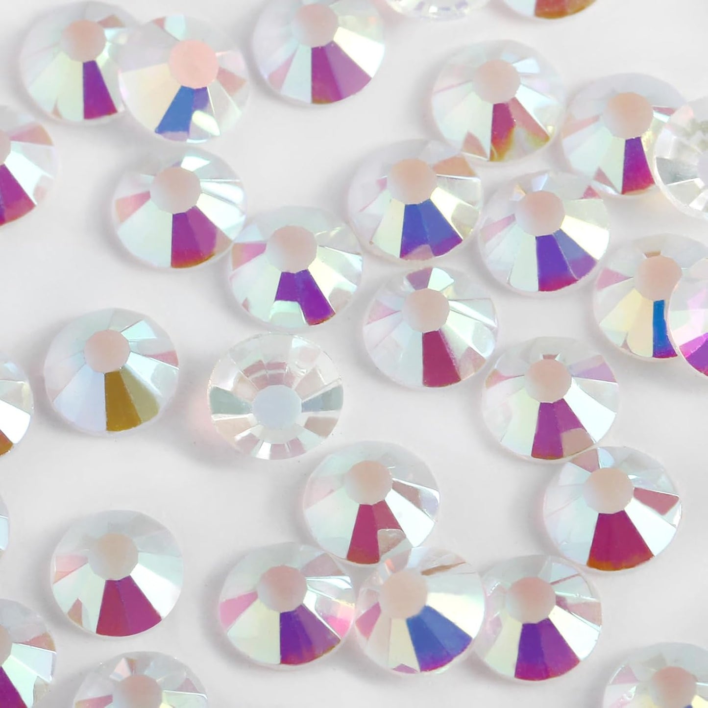 3000PCS SS8 Flatback Rhinestones | 12-Facet Diamond-Cut Glass Gems for Nail Art, Clothing, DIY Crafts |Glue-On Decoration Stones with Silver Backing(Transparent AB)