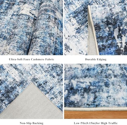 3x7 Washable Non-Slip Kitchen Runner Rug – Modern Abstract Neutral Carpet - Image 4