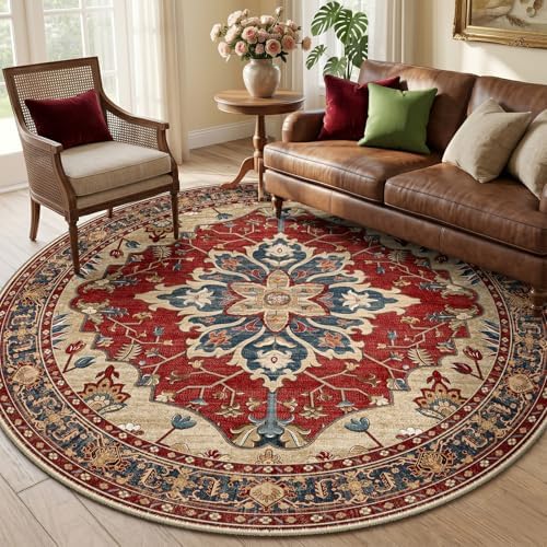RELEANY Washable Area Rug, Round 6ft by RELEANY