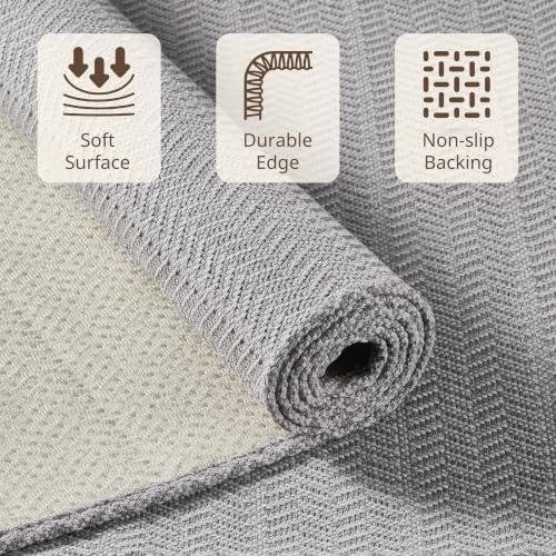 MatEssenz 2-Piece Kitchen Rugs Set, Faux Linen Woven Textured Washable Kitchen - Image 3