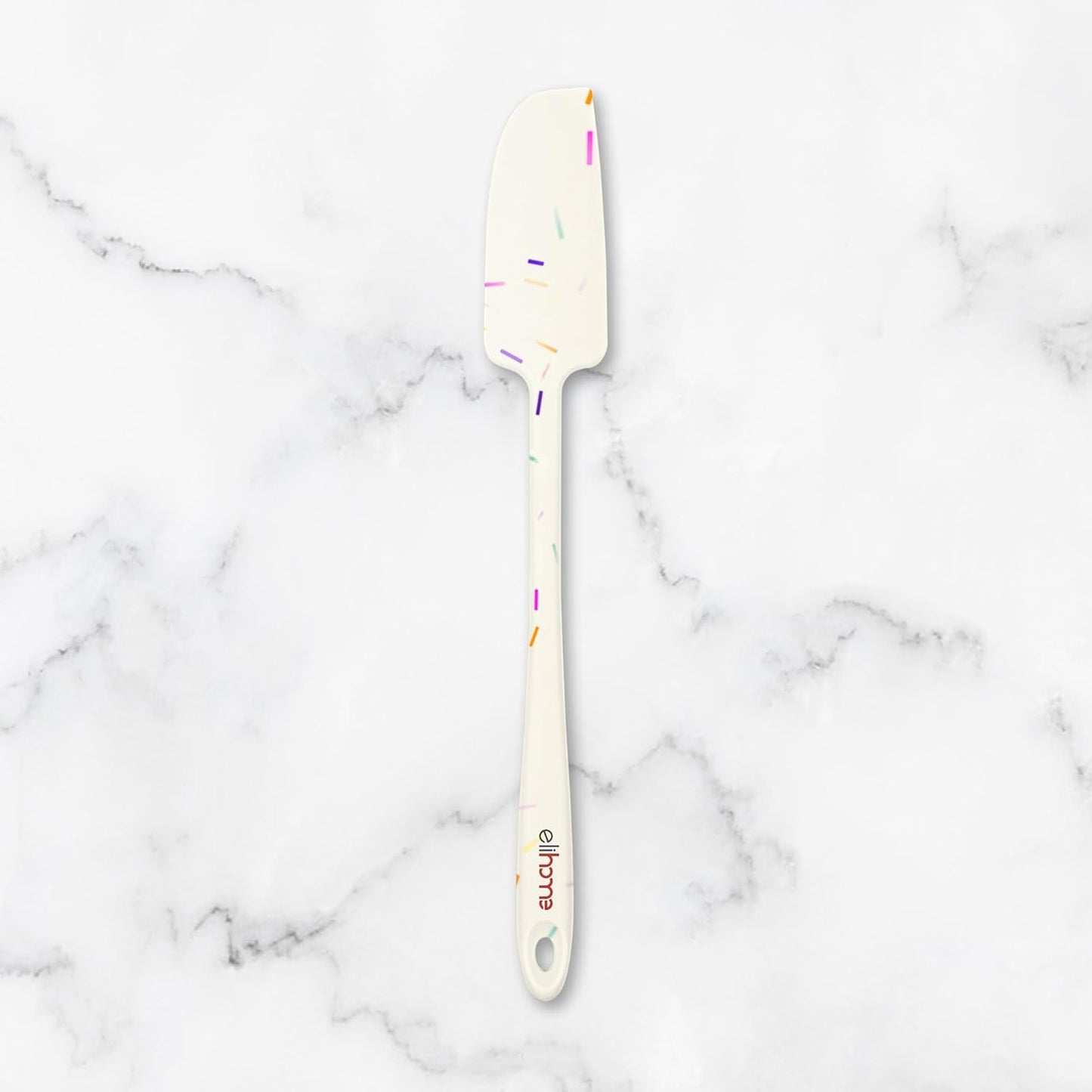 Elihome Skinny Silicone Spoonula - Non-Stick Heat Resistant Silicone Scraper Spatula for Mixing, Serving, Scraping, Stirring, and More - 11 Inch, Sprinkles