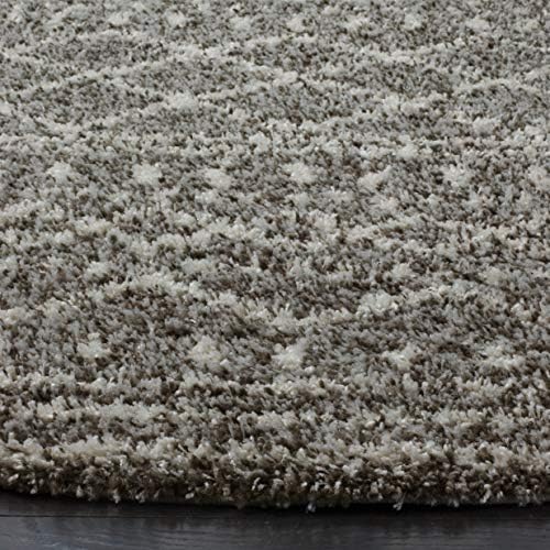 SAFAVIEH Arizona Shag Round Rug 8', Soft Plush Boho Brown & Ivory ASG741B - Image 6