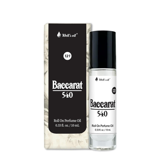 Well's Oil Roll-On Perfume Oil (Bacarat 540) | Jasmine & Saffron for Top Notes | Long-Lasting | Paraben-Free | 0.33 Fl Oz / 10 ml