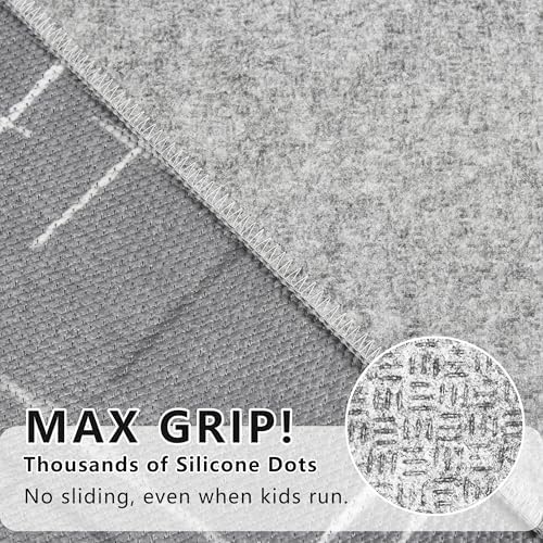 Gray Runner Rug Ultra Non-Slip 2x10 Long Hallway Rugs Washable Modern Tear and - Image 5