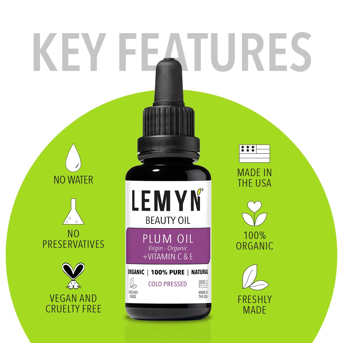 Plum Kernel Face Oil |Supercharged with Vitamin C & E | Freshly Made | Luxurious Hydration & Glow | Organic & Natural | Handcrafted Freshness from Santa Barbara, CA