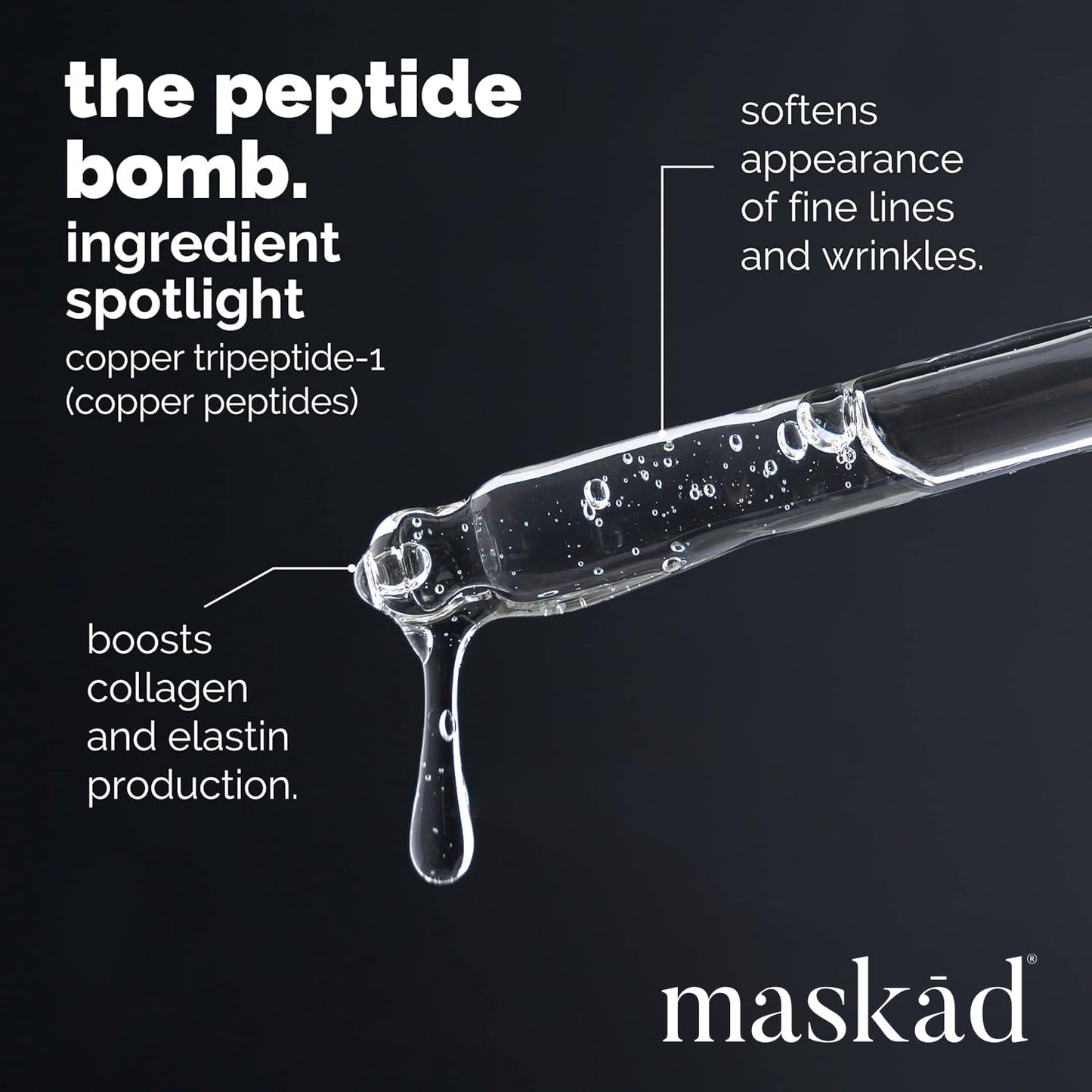 MASKĀD® Advanced Anti-Aging Multi-Peptide Enriched Facial Serum, Peptide Serum to Support Skin Appearance, Fine Lines, & Hydration, Collagen-Focused Care, Clean, Gentle Skin Care, Extra Large 2oz