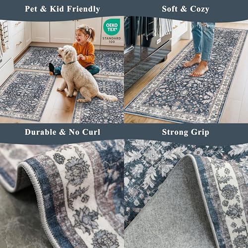 Kitchen Rug Sets 4-Piece with Runner – Washable Non-Slip Floor Mats - Image 4