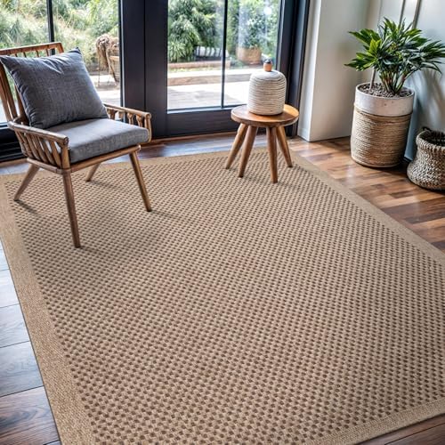 CAMILSON Easy Jute Rug 8x10, Indoor Outdoor Natural Color Fiber Area Rugs - Image 5