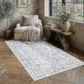 PureCozy Navy Blue Small Area Rug 4x6 Vintage Floral by PureCozy