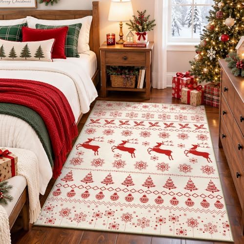 Christmas 4x6 Area Rugs for Entryway, Washable Rug Soft Non-Slip Low Pile - Image 4