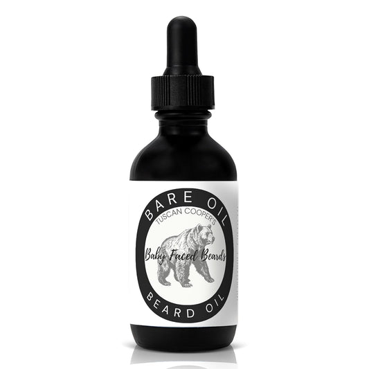Tuscan Cooper's Baby Faced Beards Oil for Men - Hydrating, Nourishing, Natural Beard Softener and Conditioner for All Hair Types. Coconut, Jojoba, and Sweet Almond Moisture - Bare Unscented