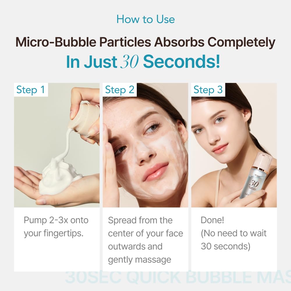 MENOKIN 30 Seconds Quick Bubble Mask [MOIST] - [Hyaluronic Acid] in Micro-bubbles, 8 Types for 96% Moisture Improvement, Deep Hydration, Niacinamide, Korean Skin Care Essential, 70 Uses, 3.21 fl.oz