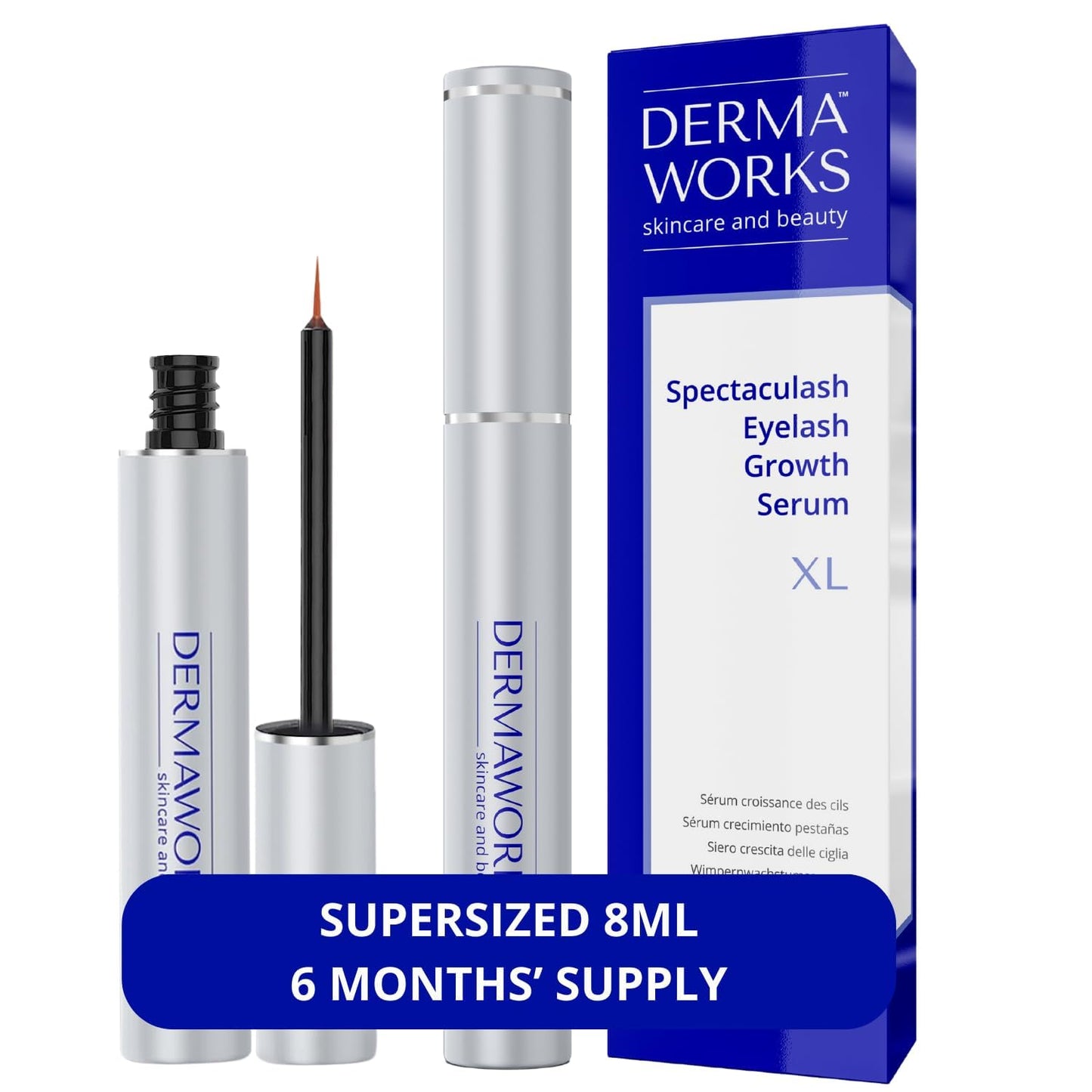 SPECTACULASH XL LASH SERUM for Eyelash Growth & Volume - Big Lashes Eyelash Growth Serum for Longer, Fuller, Natural Lashes - Suero Para Pestañas Crecimiento - Lash Conditioner & Boost - DERMAWORKS
