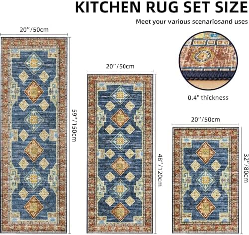 Kitchen Rugs Sets of 3 100% Non Slip Washable Kitchen Mats - Image 2