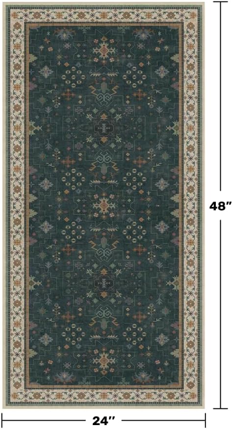 Dark Green Oushak 2x4 Entryway Rug - Image 2