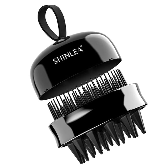 2 in 1 Scalp Massager Hair Growth,Scalp Scrubber with Soft Silicone Bristles for Dandruff Removal,Shampoo Brush for Exfoliation,Head Massager for Both Wet and Dry Use (Black)