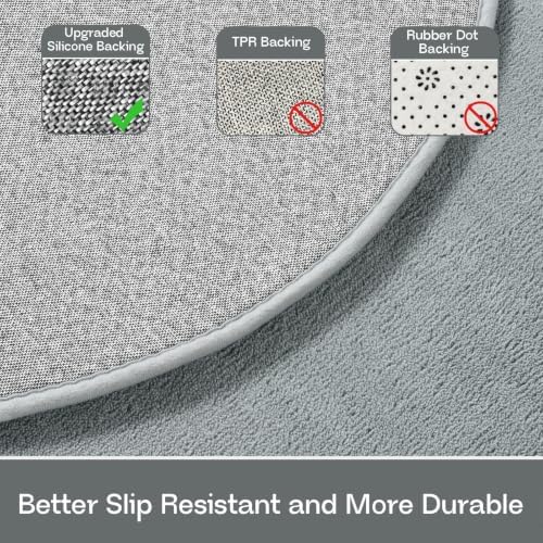 LOCHAS Soft Oval Bedroom Rug 2.6x5.3, Small Washable Grey Rugs - Image 3