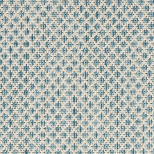 Nourison Home Courtyard 8' Runner Indoor/Outdoor Serged Edges Runner Ivory Aqua - Image 6