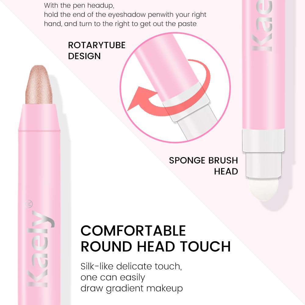 evpct 1Pcs Champagne Shimmer Cream Eye Shadow Brightener Sticks for Eyes Waterproof Pigmented, Double Ended Cream Eyeshadow Stick Pencil Pen with Applicator, Eye Shadow Palette Highlighter Makeup 17