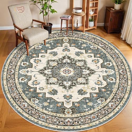 Soft 9FT Round Area Rugs for Living Room: Circle Rugs Machine Washable Rug by TOPRUUG