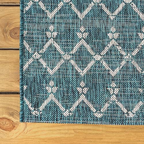 JONATHAN Y Moroccan Geometric Indoor Outdoor Square Area Rug 9X9 Teal/Gray - Image 6