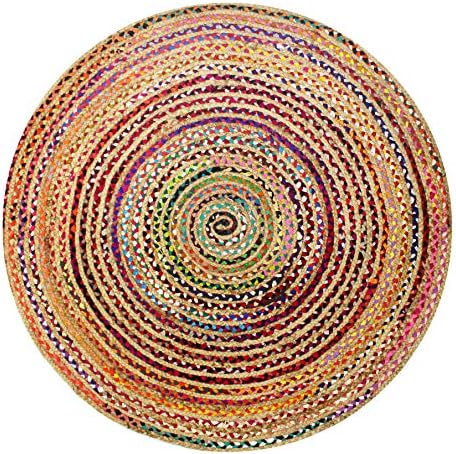 Cotton Craft Jute & Cotton Multi Chindi Braid Rug, Hand Woven Reversible by COTTONCRAFT