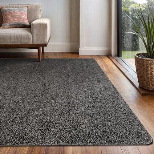 Area Rug 6x9 Dark Gray Washable Indoor Rug Solid Non Slip Easy to Clean Non - Image 5