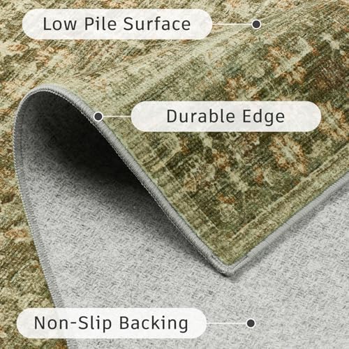 DCX Washable 4x6 Neutral Rug, Olive Green - Image 5