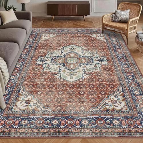 Washable Area Rug 6' x 9' Vintage Traditional Persian Mat by Unknown