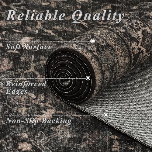 Schweek 6x9 Area Rug Washable Neutral Dark Rug Non Slip - Image 5