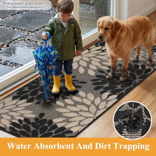 HEBE Washable Hallway Runner Rug 2x8, High-Low Textured Kitchen Rug Runner - Image 4