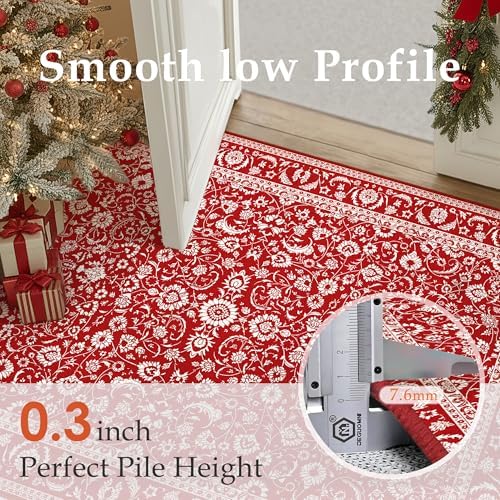 HUGEAR 8x10 Christmas Red Floral Washable Area Rug - Image 5