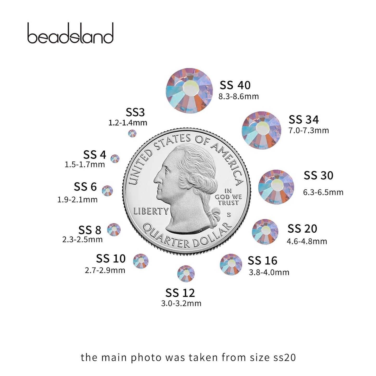 Beadsland 288 Pieces Flat Back Crystal Rhinestones Round Gems,Light Pink AB,SS30,6.3-6.5mm