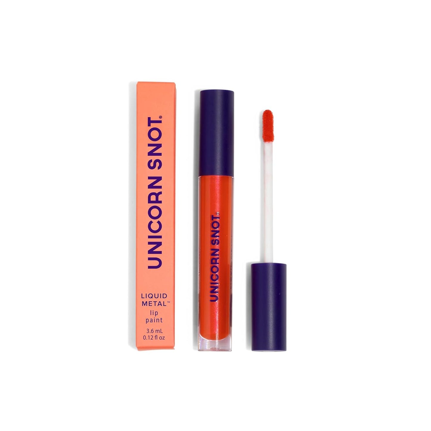 UNICORN SNOT Liquid Metal Lip Paint | Intense Pigment, Non-drying, Metallic Lip Color for Halloween Costume & Anime Cosplay | Gluten Free, Vegan & Cruelty-free Lip Makeup - LAVA (Fiery Red)