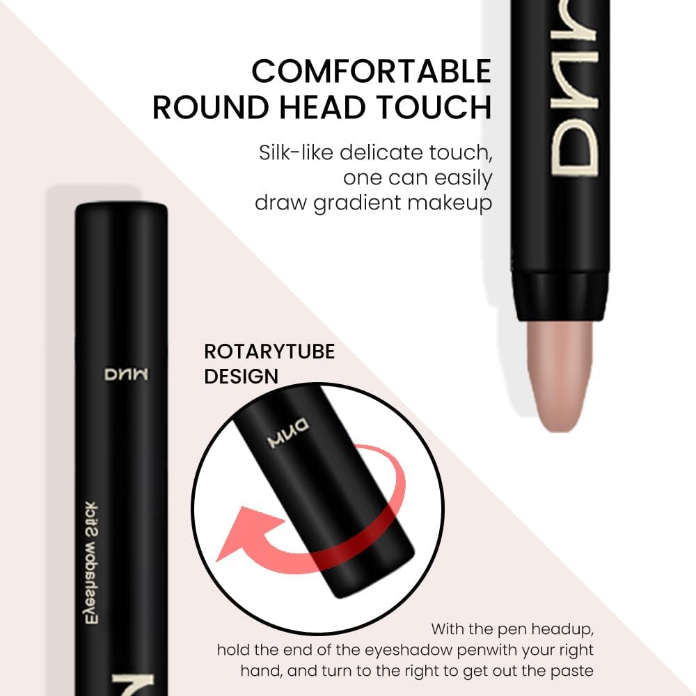 evpct 2Pcs Cream Eye Shadow Brightener Sticks Set for Eyes, Caramel Matte Pencil Eye shadow Applicator Stick Pen Palette Makeup Waterproof sombras en crema para ojos 30+30