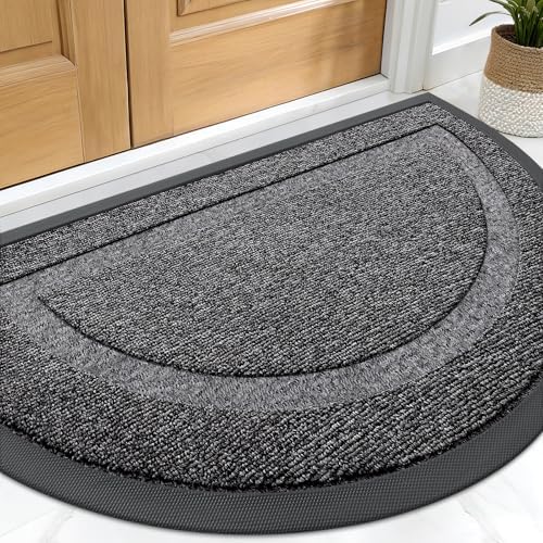 OLANLY Half Circle Front Door Mat Outside 29.5x17 All-Season Rubber Doormat by OLANLY