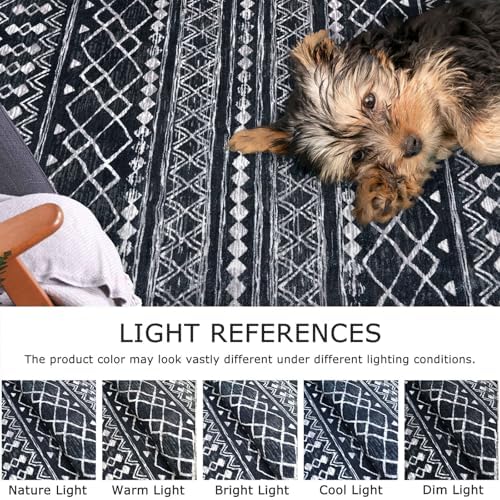 KUTA Vintage Boho Washable Rugs 3x5, Moroccan Entryway Rug Black - Image 4