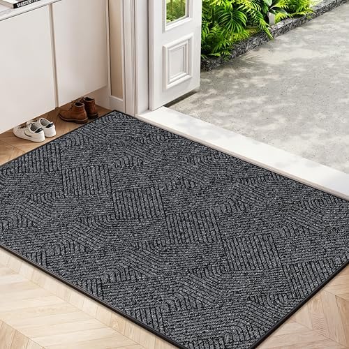 Front Door Mat Indoor Entrance Welcome Entry Mat Black 24"x36" by NaolotureHome