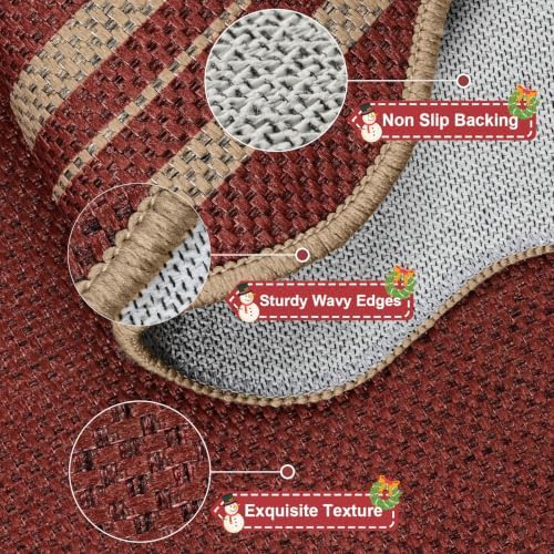 Scalloped 2x6 Christmas Runner Rug, Washable Rugs - Image 4