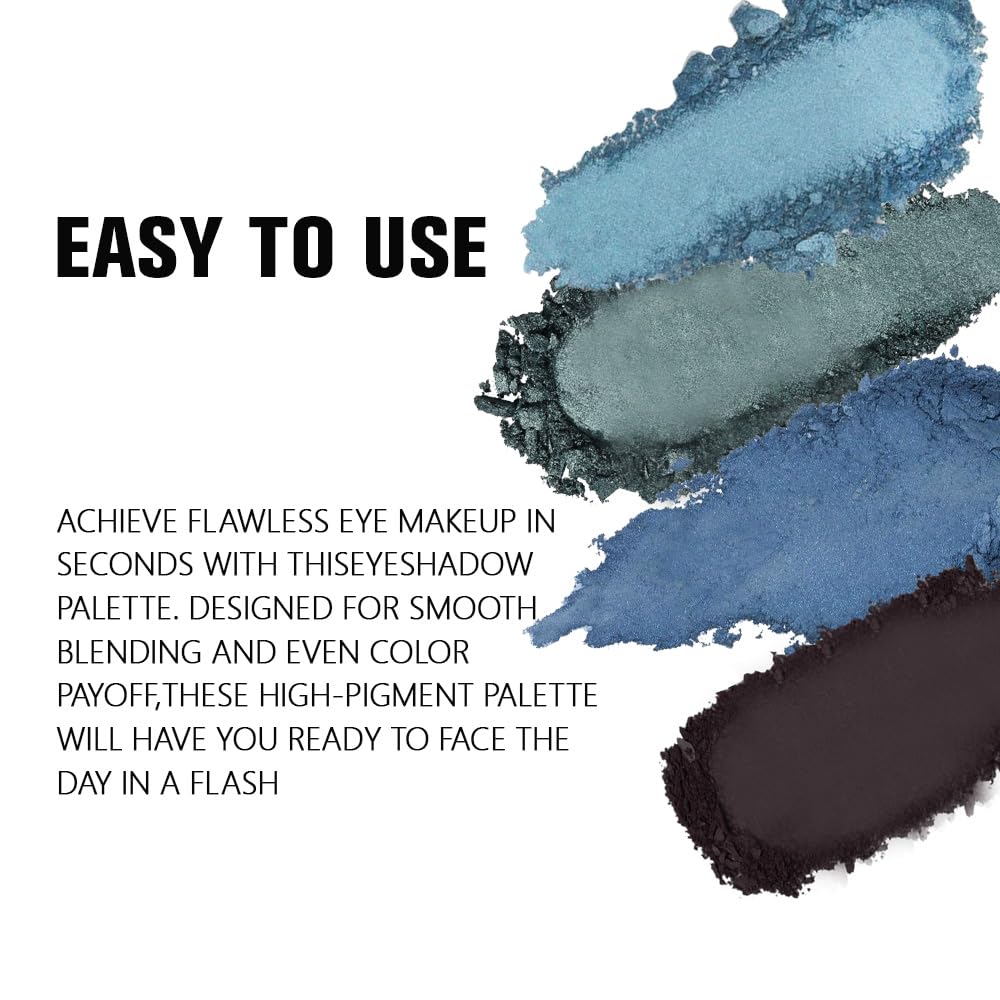 Powder Eyeshadow Quad, Blue Taupe Matte Shimmer Eye Shadow Palette Makeup, Neutral Vegan Eye Shadow Palette for Older Women Pigmented Waterproof, paleta de sombras de ojos, Blendable,13