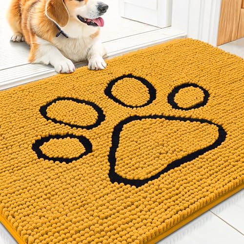 Smiry Dog Door Mat for Muddy Paws, Absorbent Non Slip Dirt Trapper by Smiry